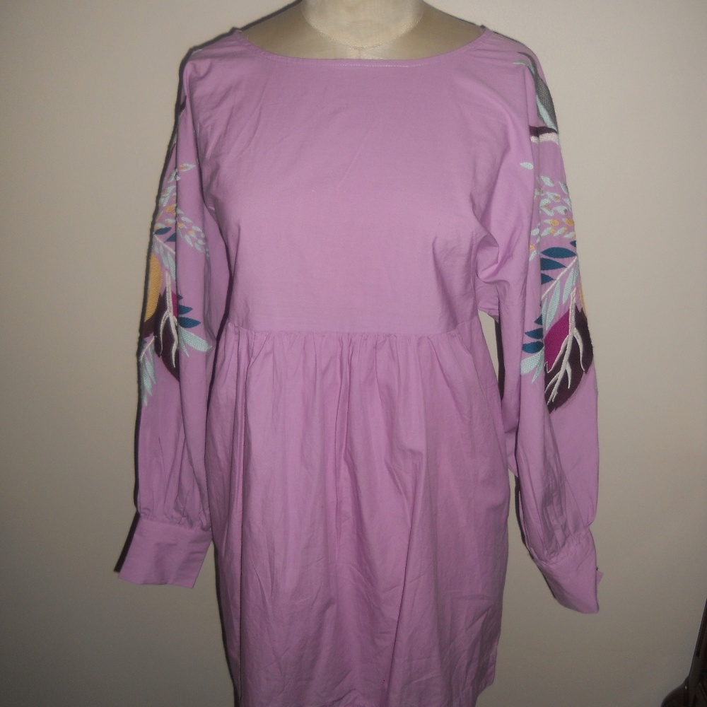 Free People Embroidery Sleeve Open Back Dress